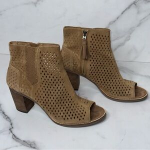 TOMS Majorca 3" Ankle Boots Peep Toe Perforated Size 10